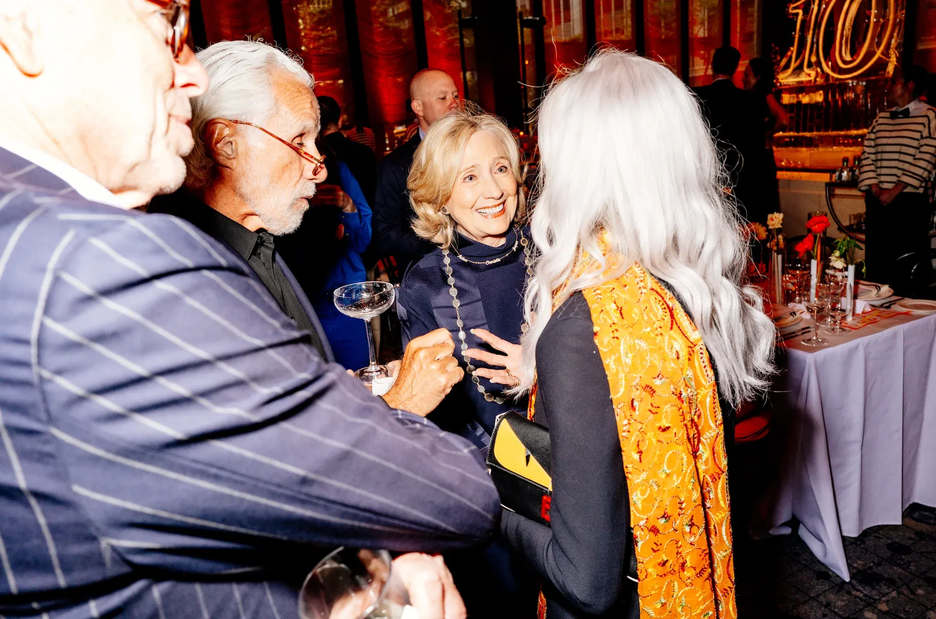 Hillary Clinton and guests at La Ligne dinner